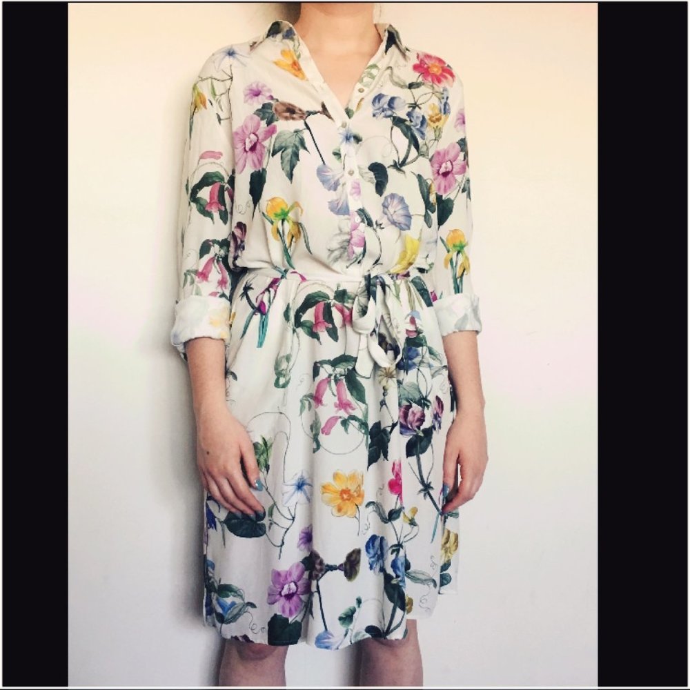 LAST NWT ZARA FLORAL PRINTED SHIRT TUNIC DRESS